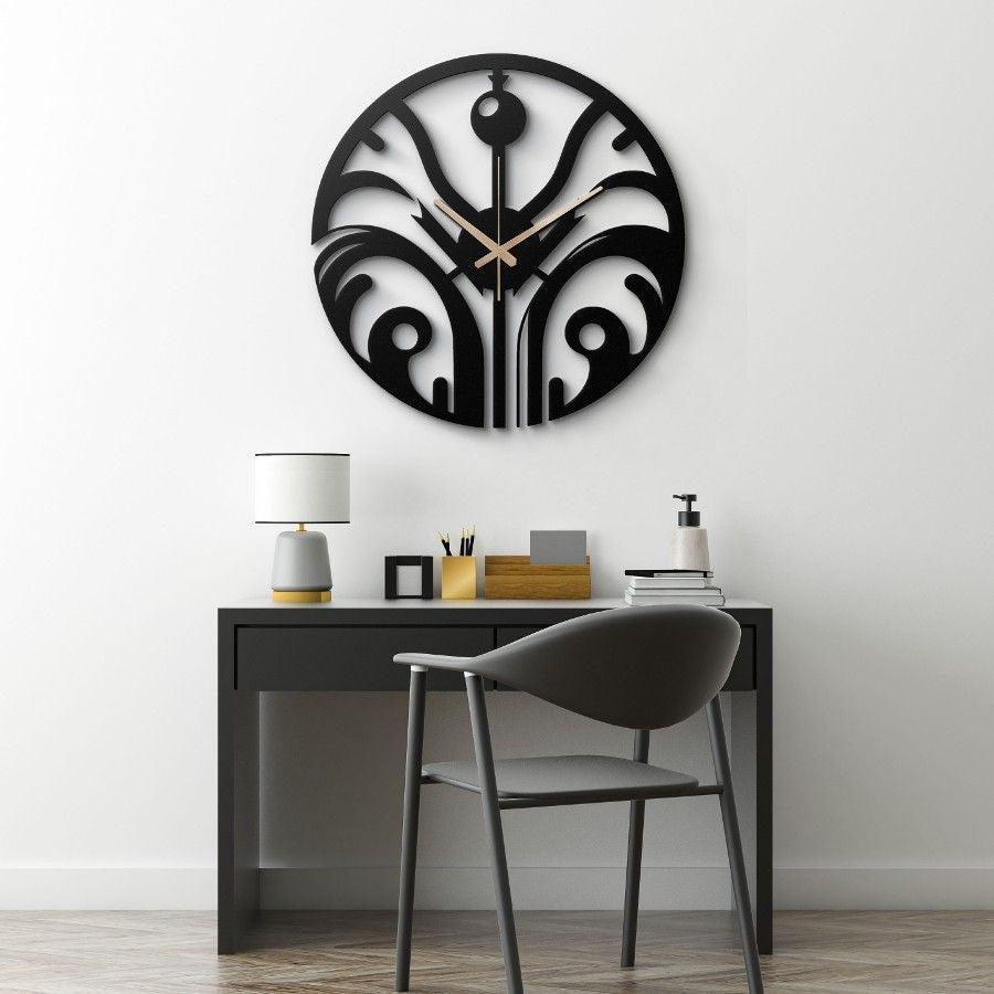 Abstract Botanical Design Metal Wall Clock | Moonarch Metal Wall Clock