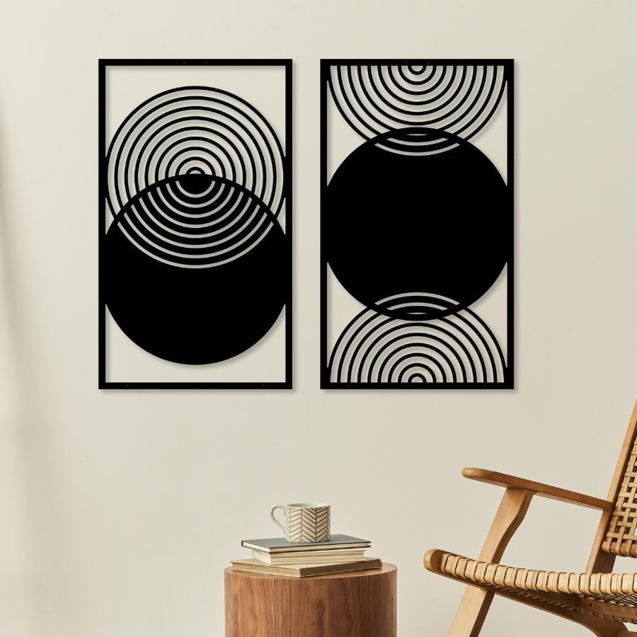 Abstract Mid Century Modern Metal Wall Art Set of 2 | Moonarch Mid Century Wall Art