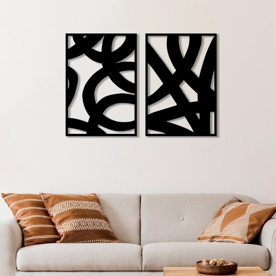 Abstract Style Mid Century Modern Metal Wall Art Decor Black | Moonarch Mid Century Wall Art