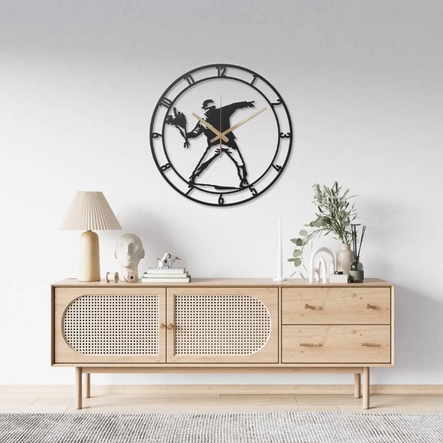 Banksy Metal Wall Clock | Moonarch Metal Wall Clock