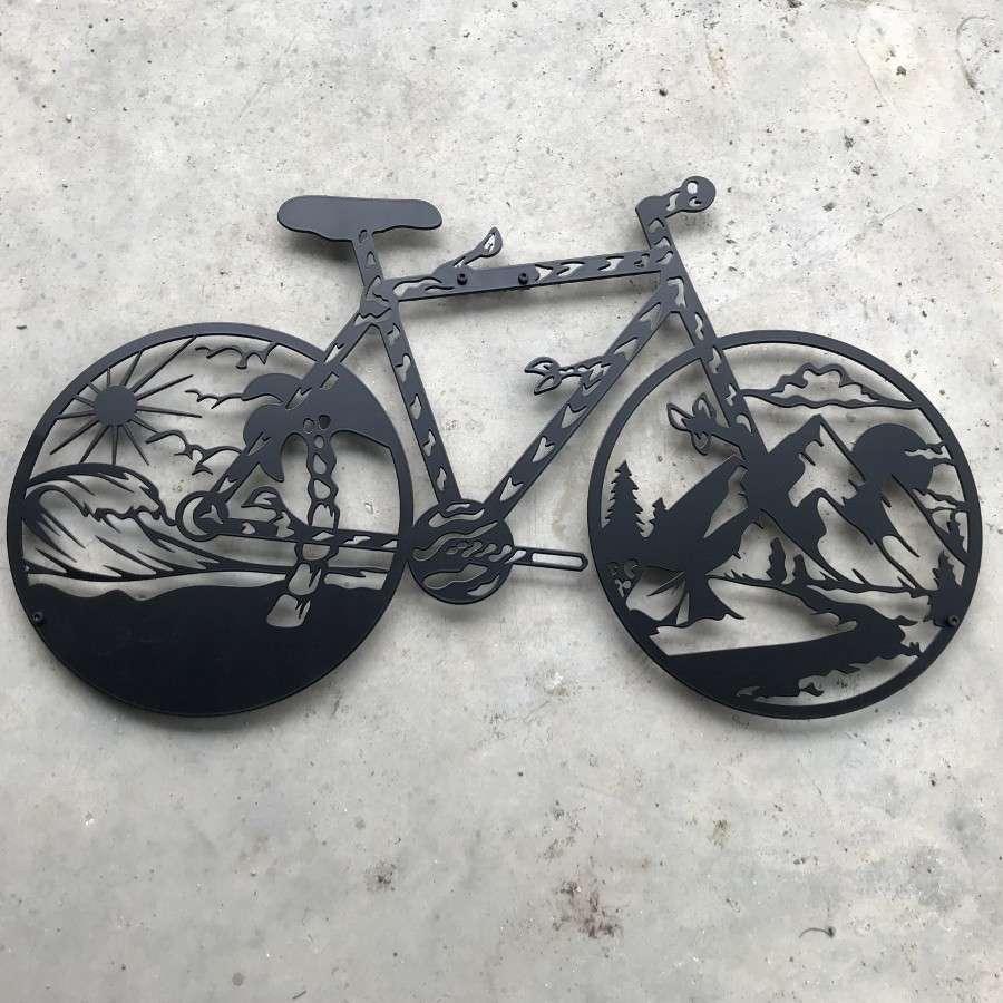 Bicycle and Natural Metal Wall Art Black | Moonarch Nature Wall Art