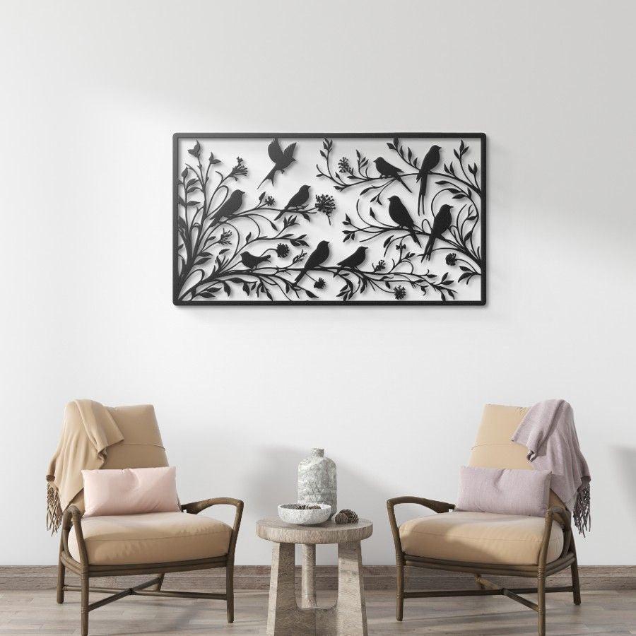 Birds Perched on Tree Branches Metal Wall Art | Moonarch Nature Wall Art