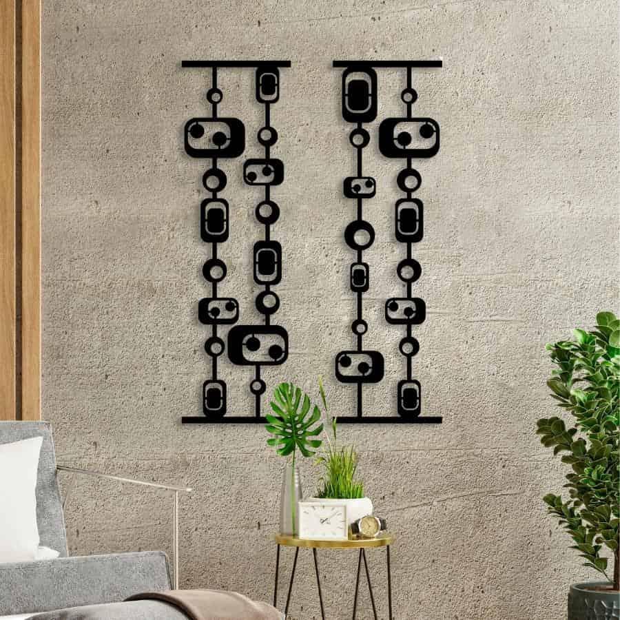 Black and White Mid Century Modern Metal Wall Art | Moonarch Mid Century Wall Art