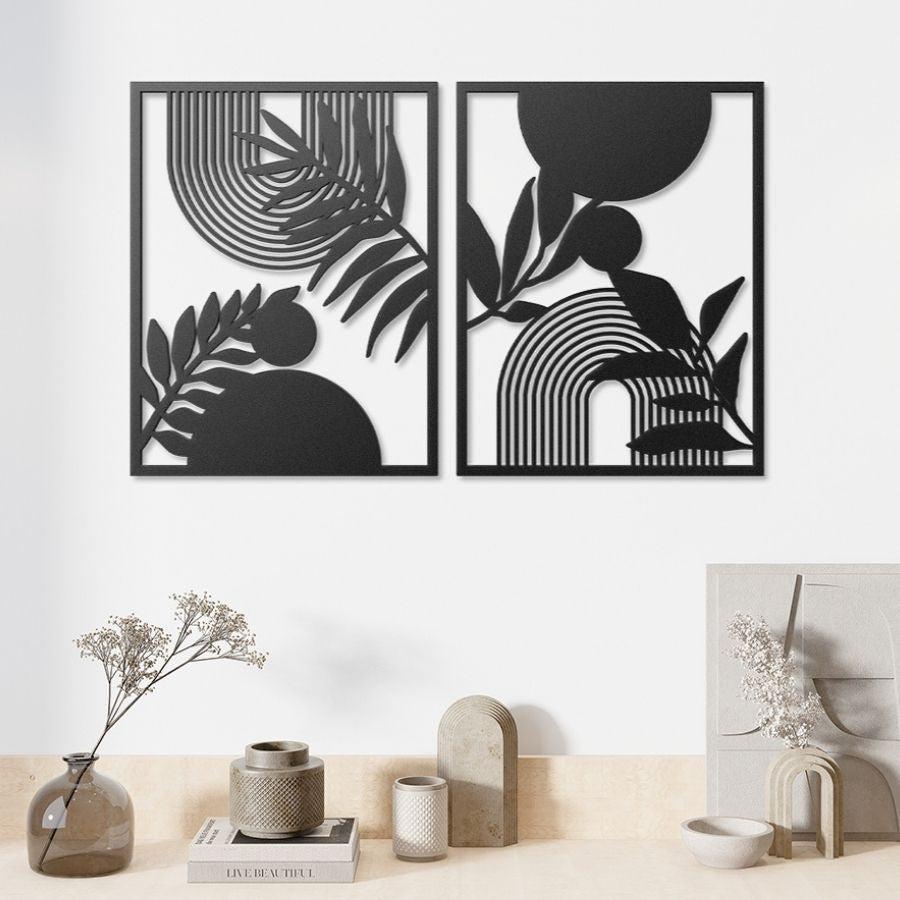 Bohemian Mid Century Modern Metal Wall Art Decor Black | Moonarch Mid Century Wall Art