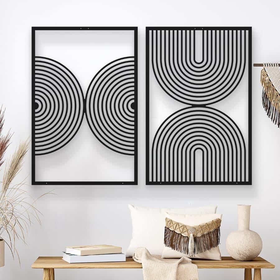 Bohemian Mid Century Modern Metal Wall Art Set Black | Moonarch Mid Century Wall Art