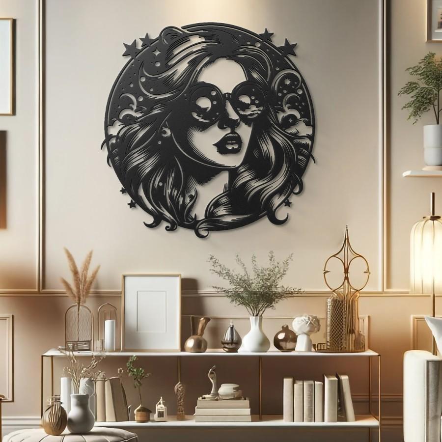 Celestial Beauty Metal Wall Art Black | Moonarch Metal Wall Decor