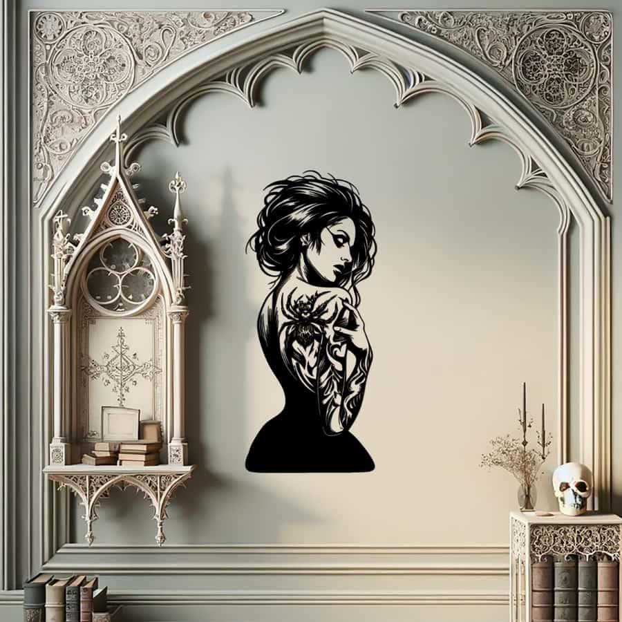 Charming Gothic Woman Metal Wall Art Black | Moonarch Gothic Wall Art