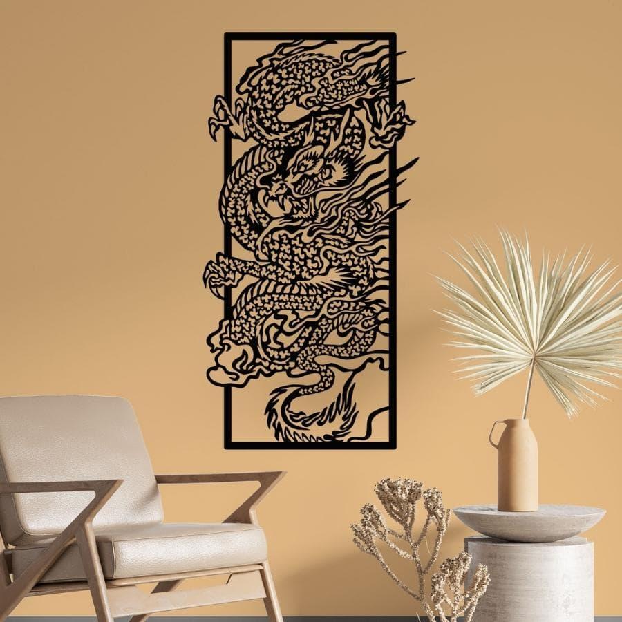 Cloud Dragon Metal Wall Art Black | Moonarch Japanese Wall Art