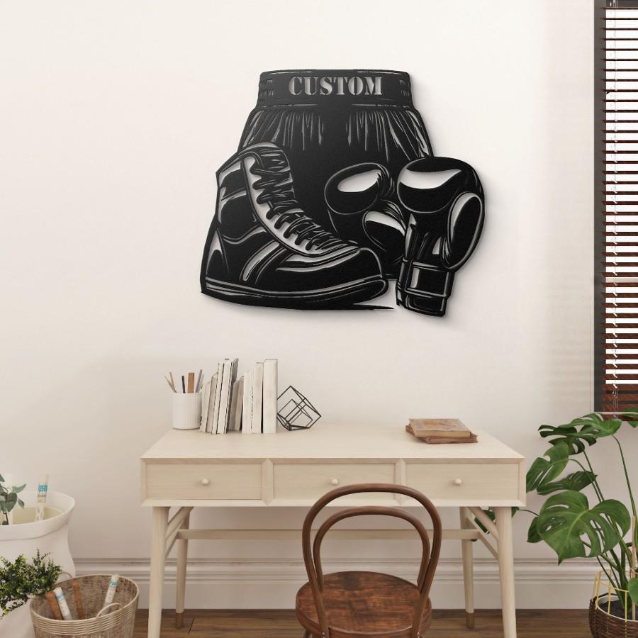 Custom Boxing Short Metal Wall Art Black | Moonarch Sports Wall Art