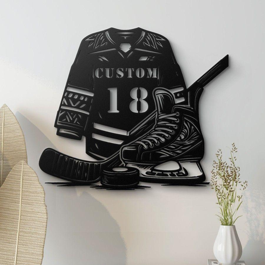 Custom Hockey Jersey Metal Wall Art Black | Moonarch Sports Wall Art