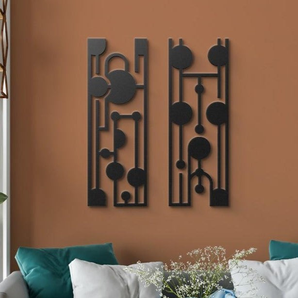 Elegant Mid Century Metal Wall Art Set Of 2 Black | Moonarch Mid Century Wall Art