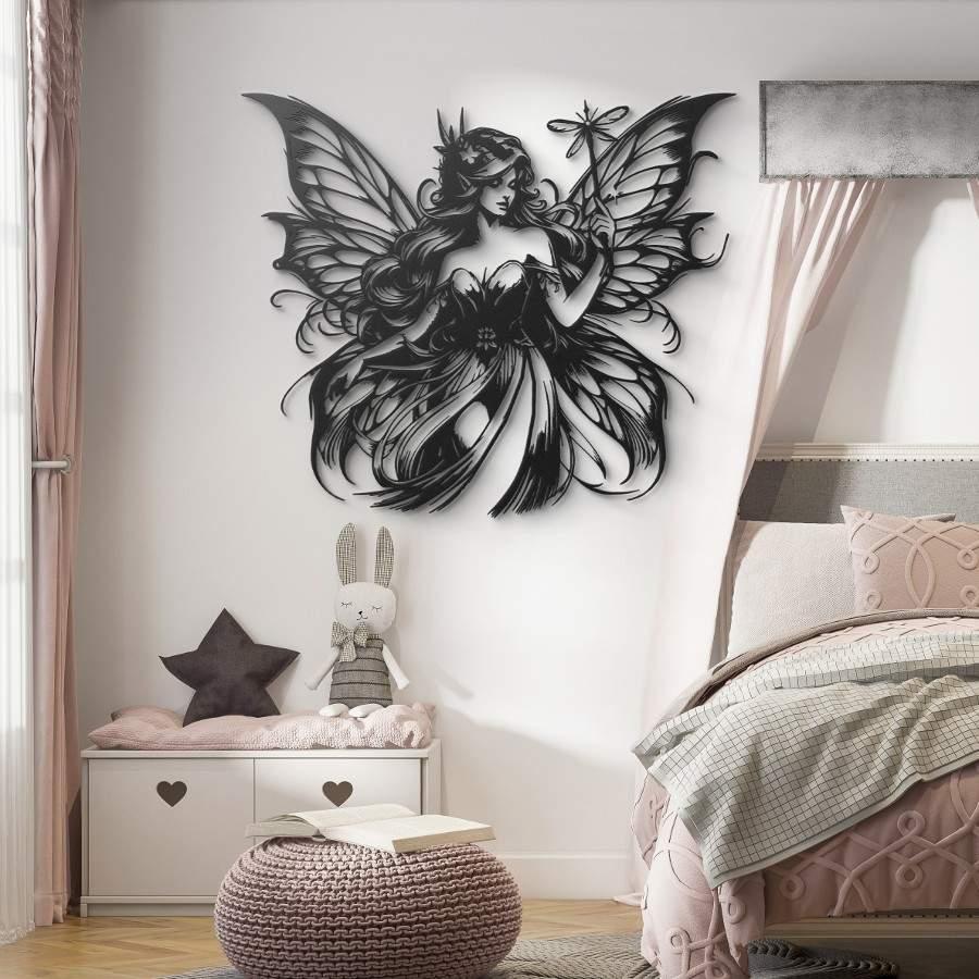 Enchanted Fairy Metal Wall Art Black | Moonarch Nature Wall Art