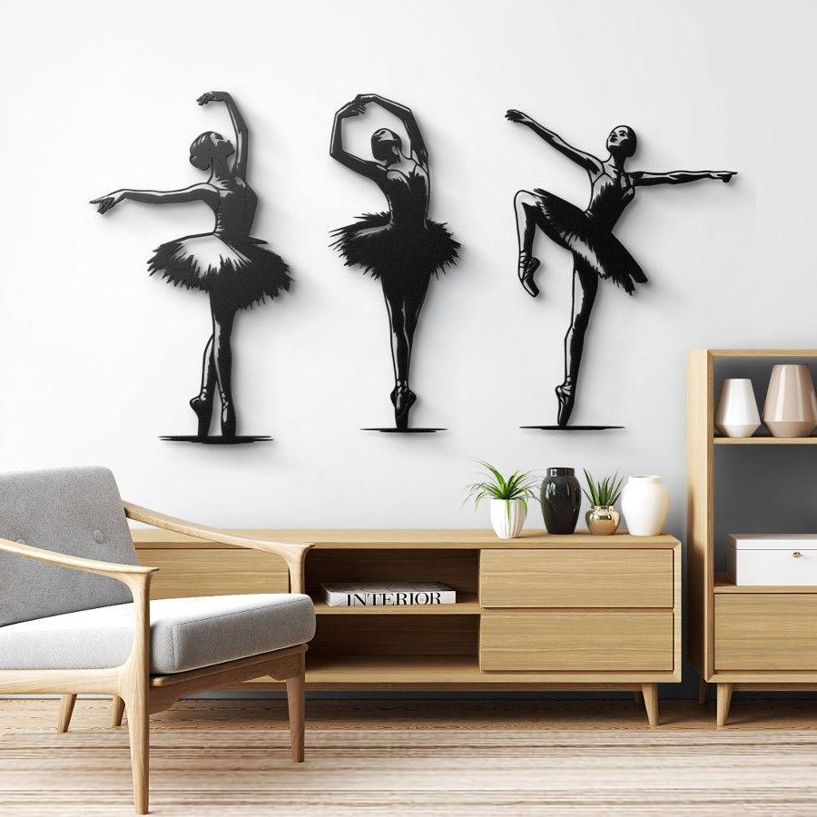 Flamenco Dancers Silhouette Set Of 3 Metal Wall Art Black | Moonarch Music Wall Art