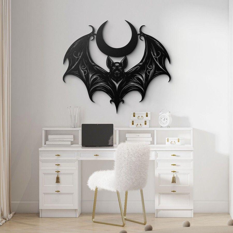 Floral Bat Metal Wall Art | Moonarch Gothic Wall Art