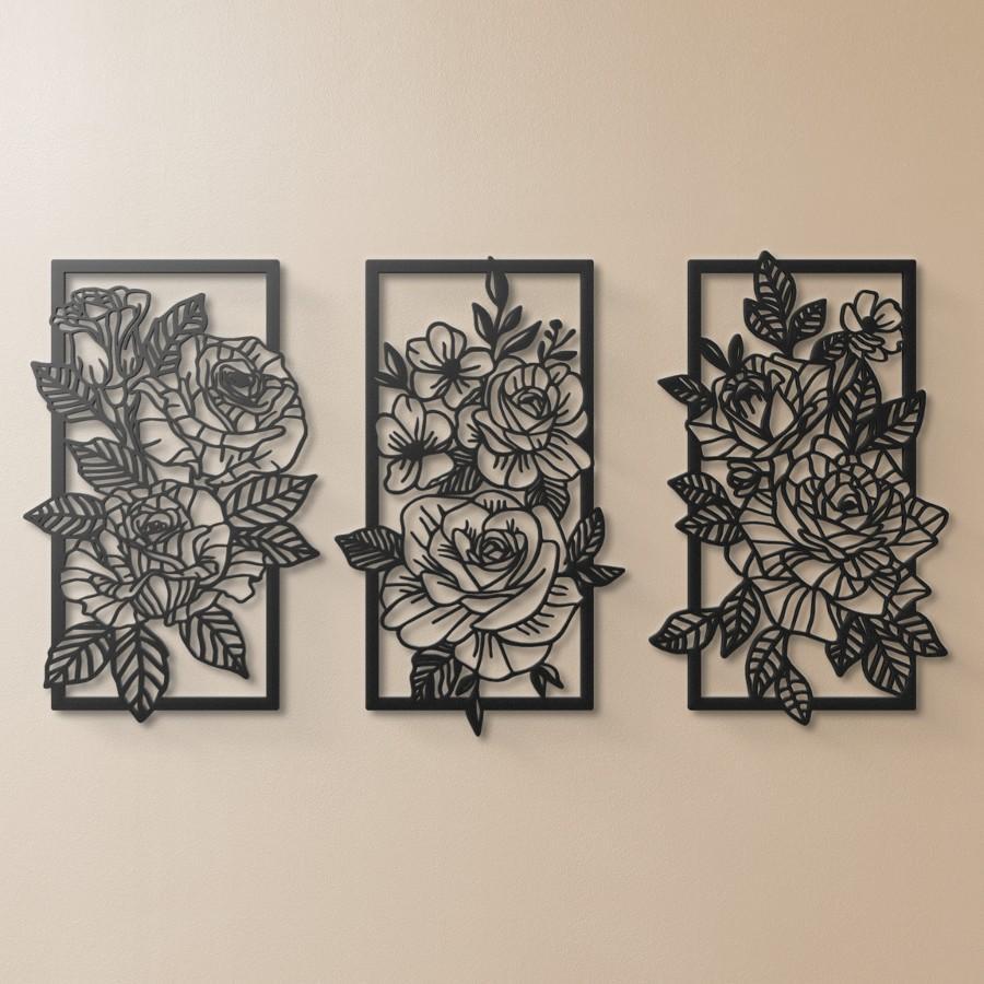 Floral Triptych Metal Wall Art | Moonarch Metal Wall Decor