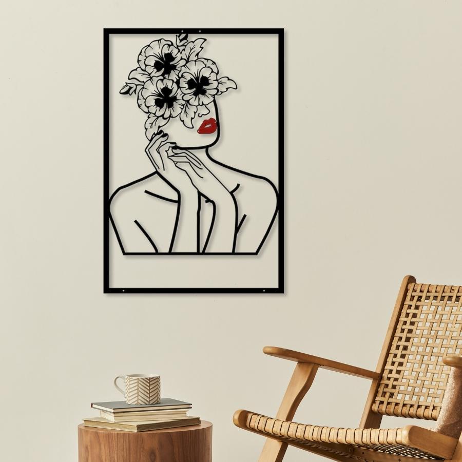 Flower Head Woman Metal Line Wall Art | Moonarch Minimalist Wall Art