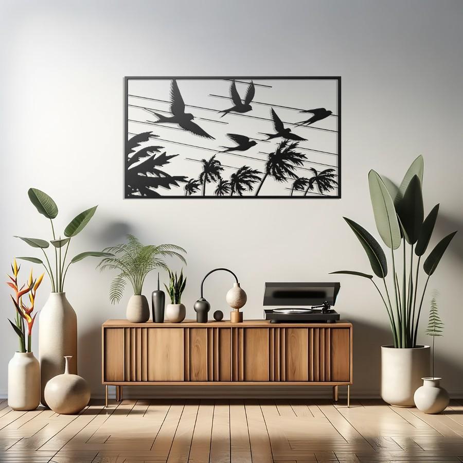 Flying Birds Metal Wall Art Black | Moonarch Nature Wall Art