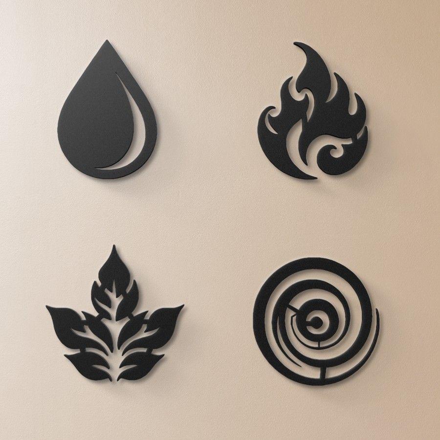 Four Elements Metal Wall Art Black | Moonarch Nature Wall Art