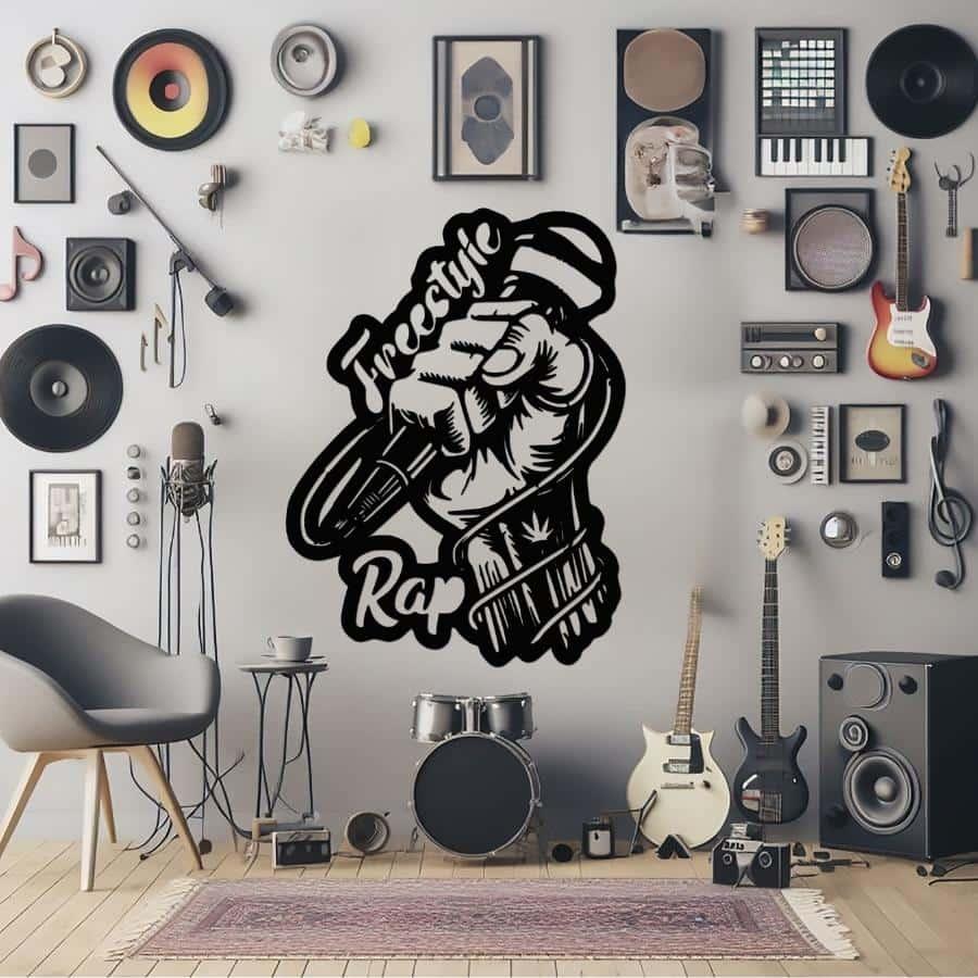 Freestyle Rap Metal Wall Art Black | Moonarch Music Wall Art