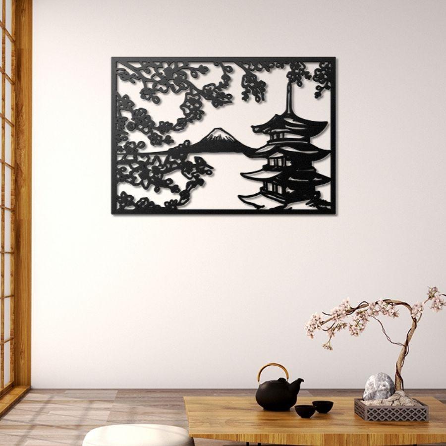 Fuji Mountain Metal Wall Art Black | Moonarch Japanese Wall Art