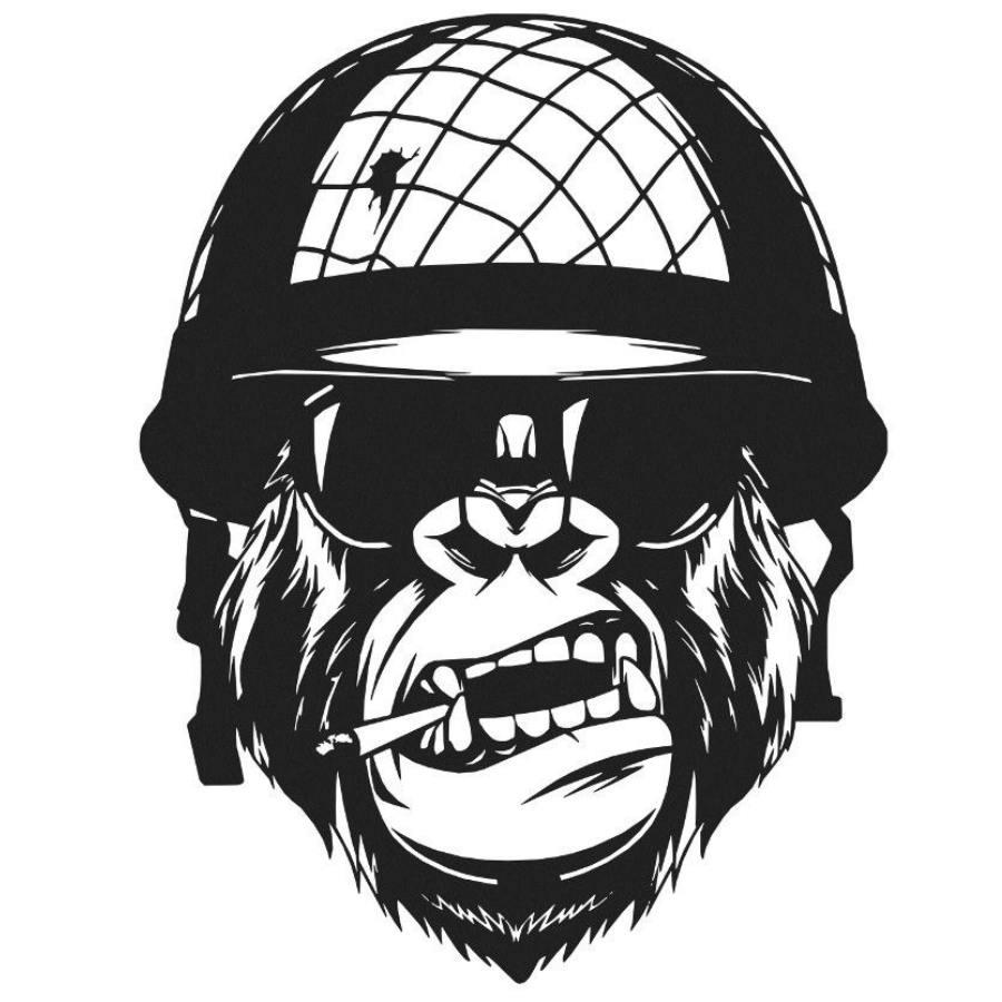 Gorilla Soldier Metal Wall Art Decor Black | Moonarch Metal Wall Decor