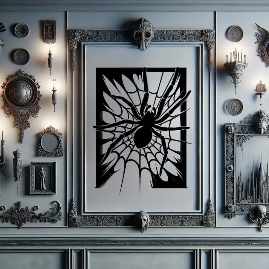 Gothic Style Spider Web Metal Wall Art Black | Moonarch Gothic Wall Art