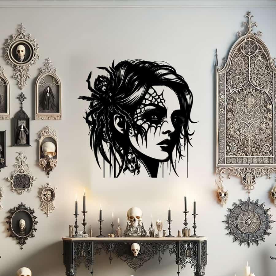 Gothic Woman Metal Wall Art Black | Moonarch Gothic Wall Art