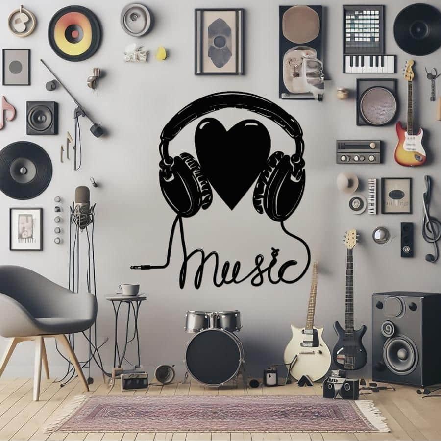 Headphone Heart Metal Wall Art Black | Moonarch Music Wall Art