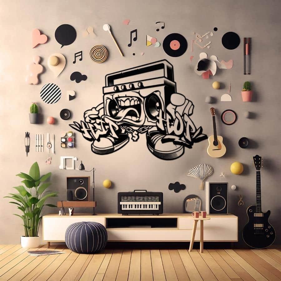 Hip Hop Monster Metal Wall Art Black | Moonarch Music Wall Art