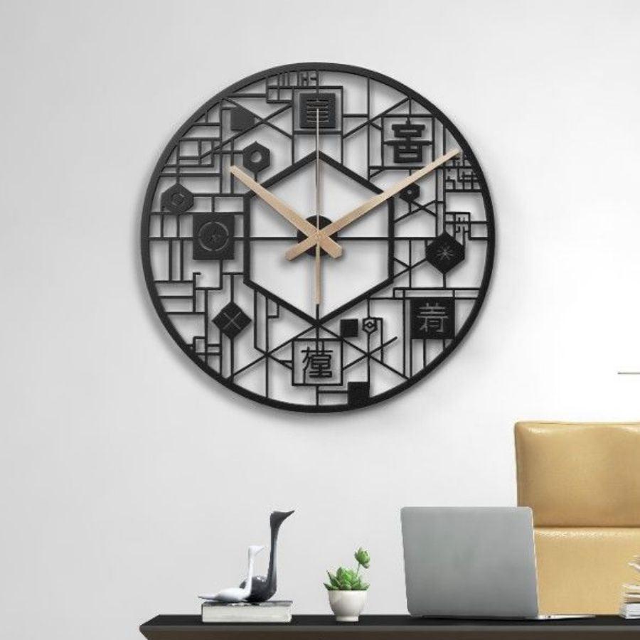 Japanese Calligraphy Silent Metal Wall Clock | Moonarch Metal Wall Clock