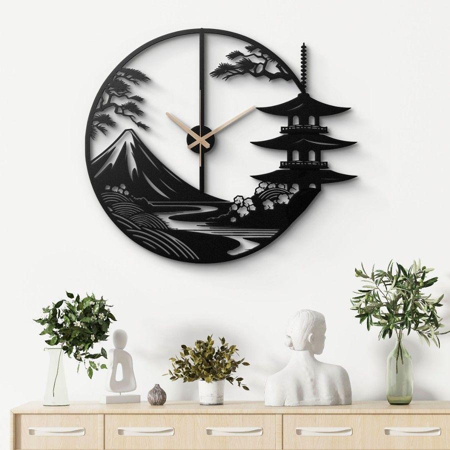 Japanese Landscape Metal Wall Clock | Moonarch Metal Wall Clock