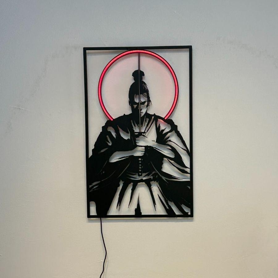 Japanese Samurai Metal and Neon Wall Art | Moonarch Neon Wall Art