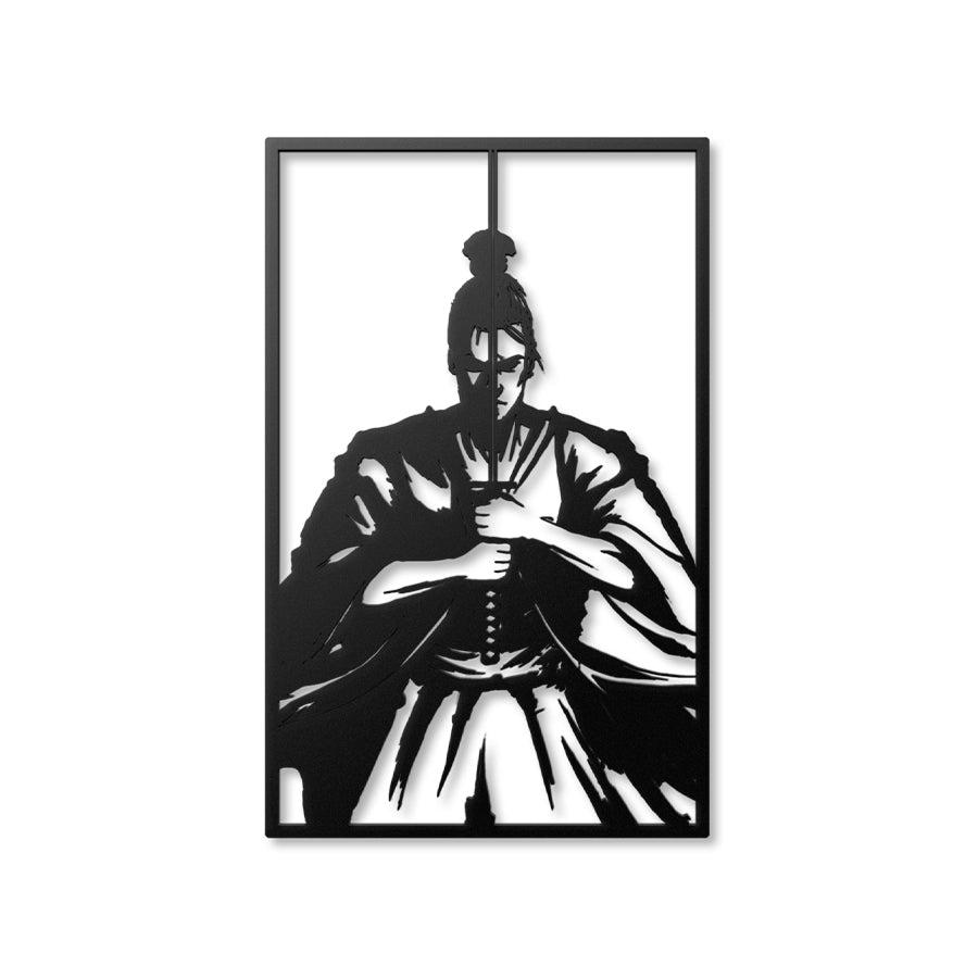 Japanese Samurai Warrior Metal Wall Art Black | Moonarch Japanese Wall Art