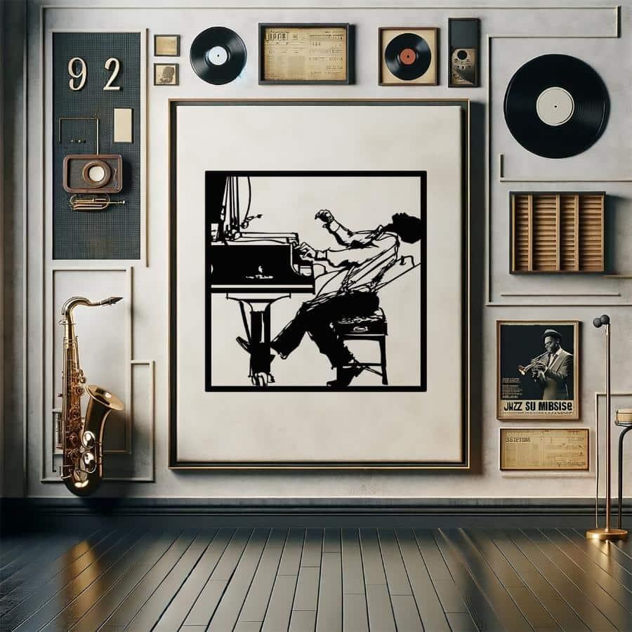 Jazz Pianist Metal Wall Art Decor Black | Moonarch Music Wall Art