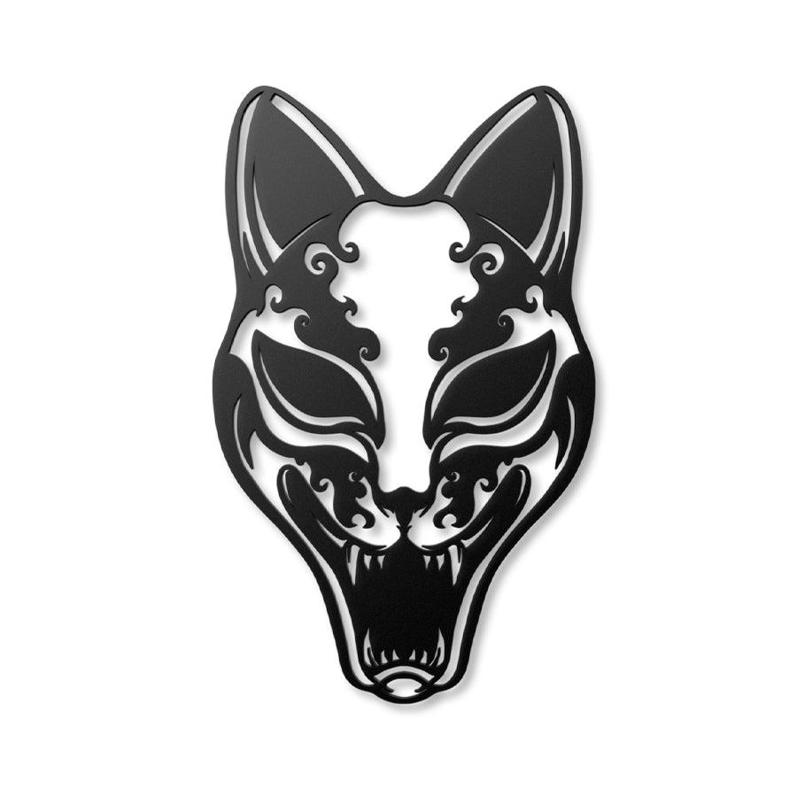 Kitsune Japanese Mask Metal Wall Art Black | Moonarch Japanese Wall Art