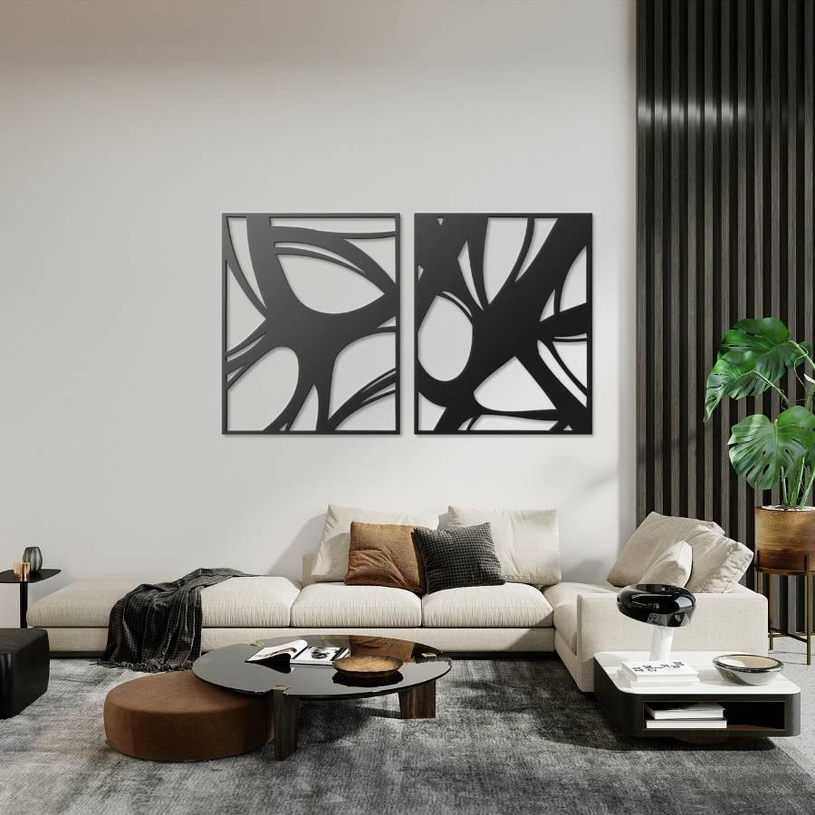 Large Size Abstract Metal Wall Art Black | Moonarch Mid Century Wall Art