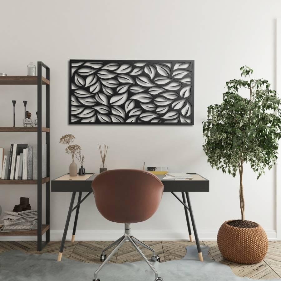 Leaves Abstract Metal Wall Art Black | Moonarch Mid Century Wall Art