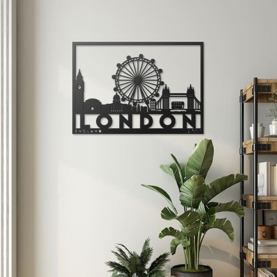 London City Metal Wall Art Decor Black | Moonarch Metal Wall Decor