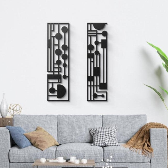 Lunar Mid Century Modern Metal Wall Art Set Of 2 Black | Moonarch Mid Century Wall Art