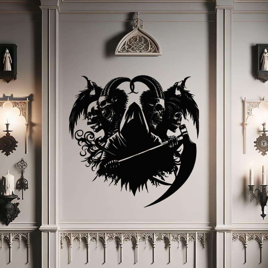 Majestic Grim Reaper Gothic Metal Wall Art Black | Moonarch Gothic Wall Art