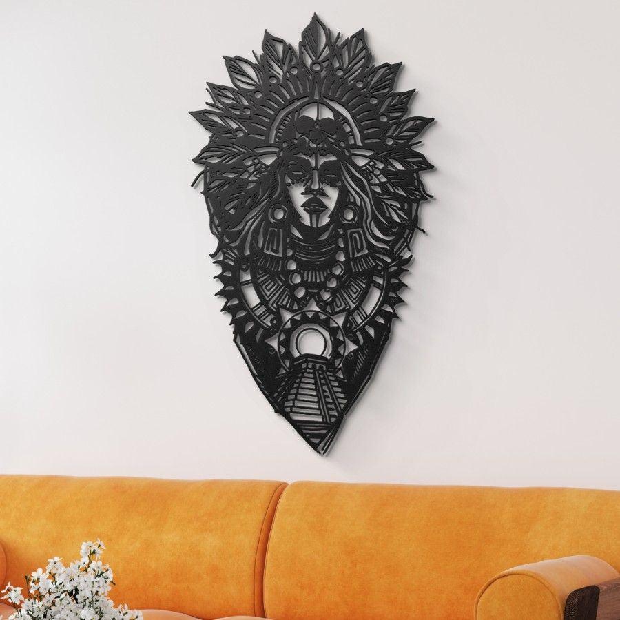 Majestic Tribal Queen Metal Wall Art Black | Moonarch Metal Wall Decor