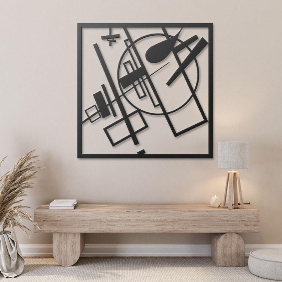 Malevich Mid Century Modern Metal Wall Art Decor Black | Moonarch Mid Century Wall Art