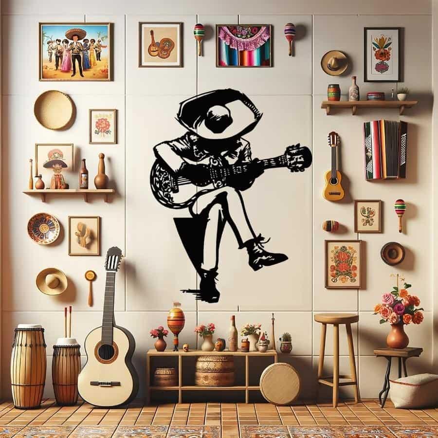 Mariachi Metal Wall Art Black | Moonarch Music Wall Art