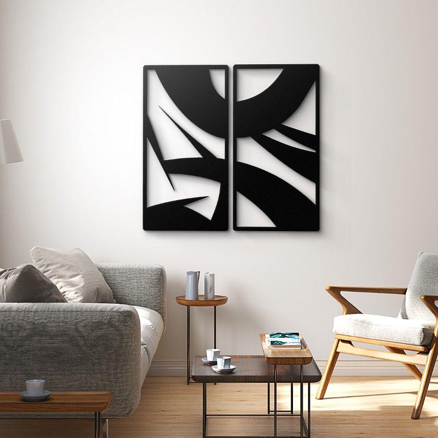 Mid Century Inspired Abstract Metal Wall Art Black | Moonarch Mid Century Wall Art