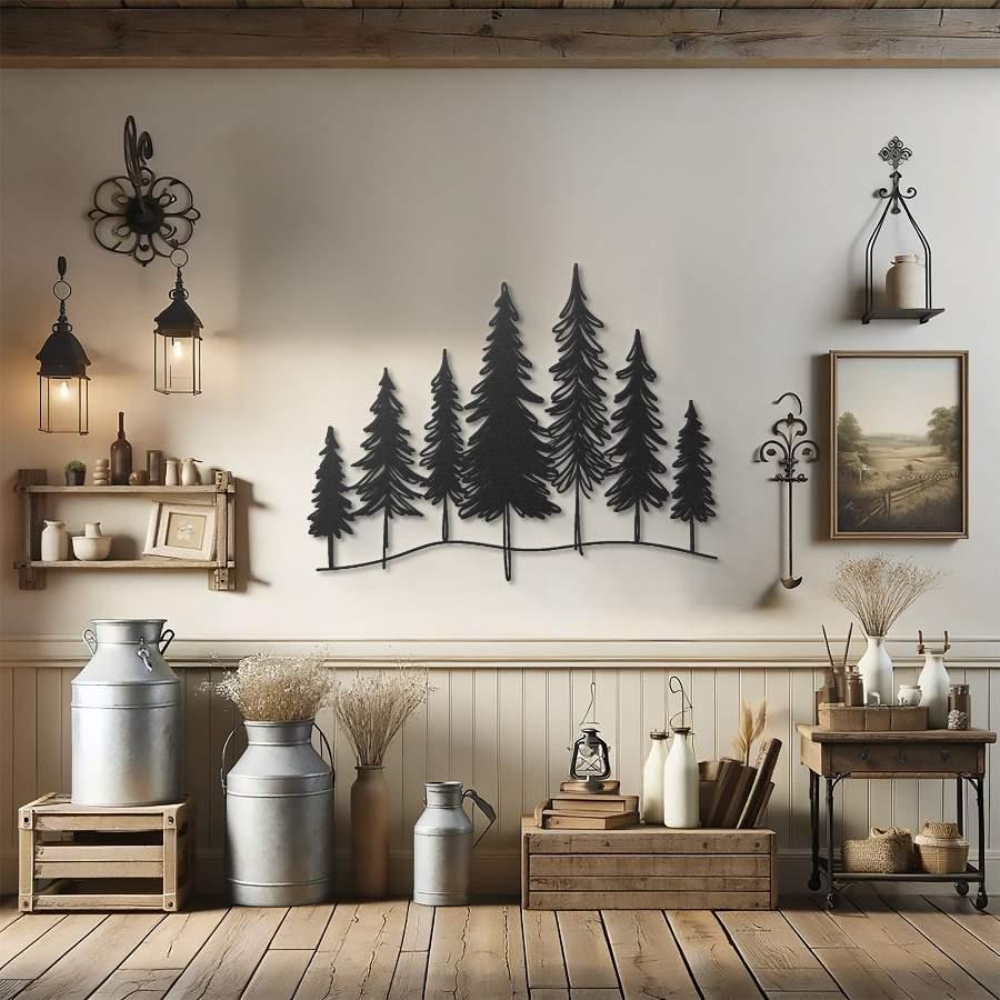 Minimalist Pine Trees Metal Wall Art | Moonarch Minimalist Wall Art