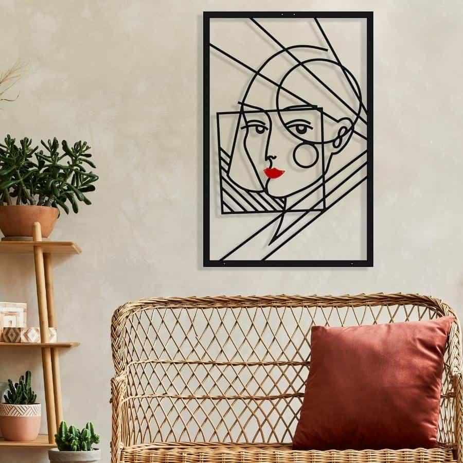 Minimalist Woman Face Metal Line Wall Art Black | Moonarch Minimalist Wall Art