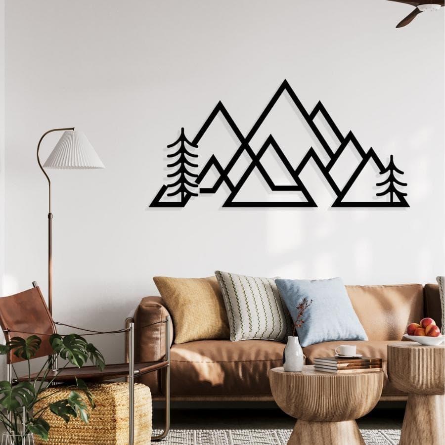 Mountain Metal Wall Art Black | Moonarch Nature Wall Art