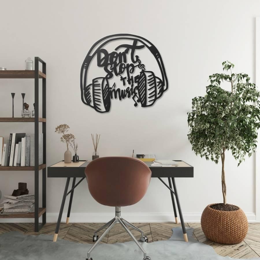 Music Headphone Metal Wall Art Black | Moonarch Music Wall Art