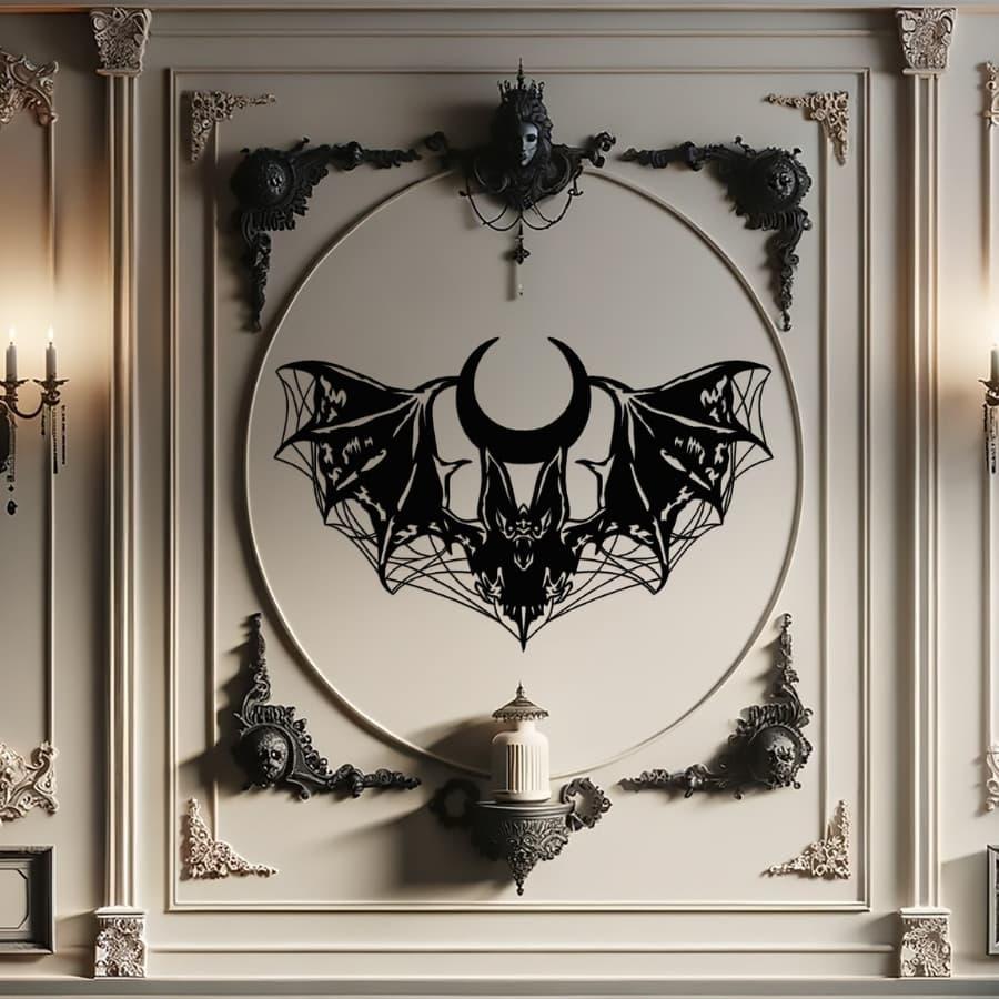 Mystical Gothic Bat Metal Wall Art Black | Moonarch Gothic Wall Art