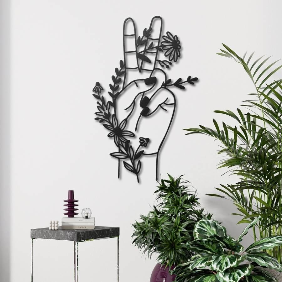 Peace Sign With Flower Metal Wall Decor | Moonarch Metal Wall Decor